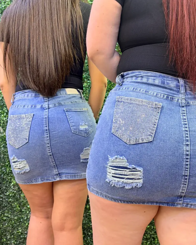 Falda Short con Bolsillos Strass (36 A 46)